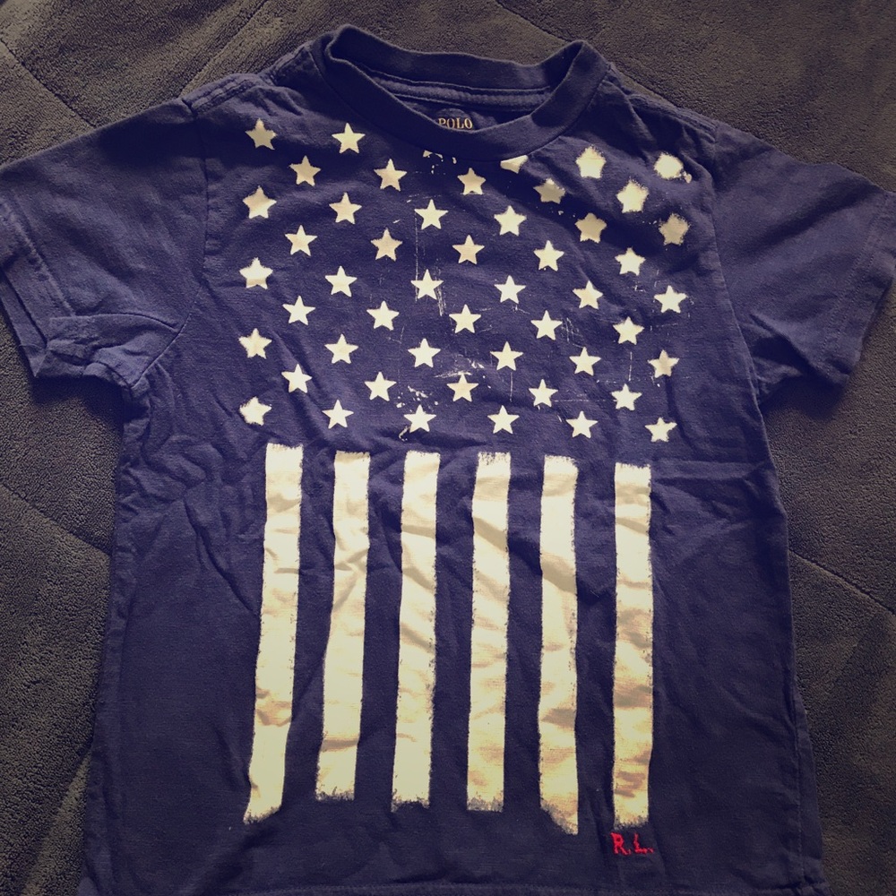 RALPH Lauren boys size 5 navy American flag